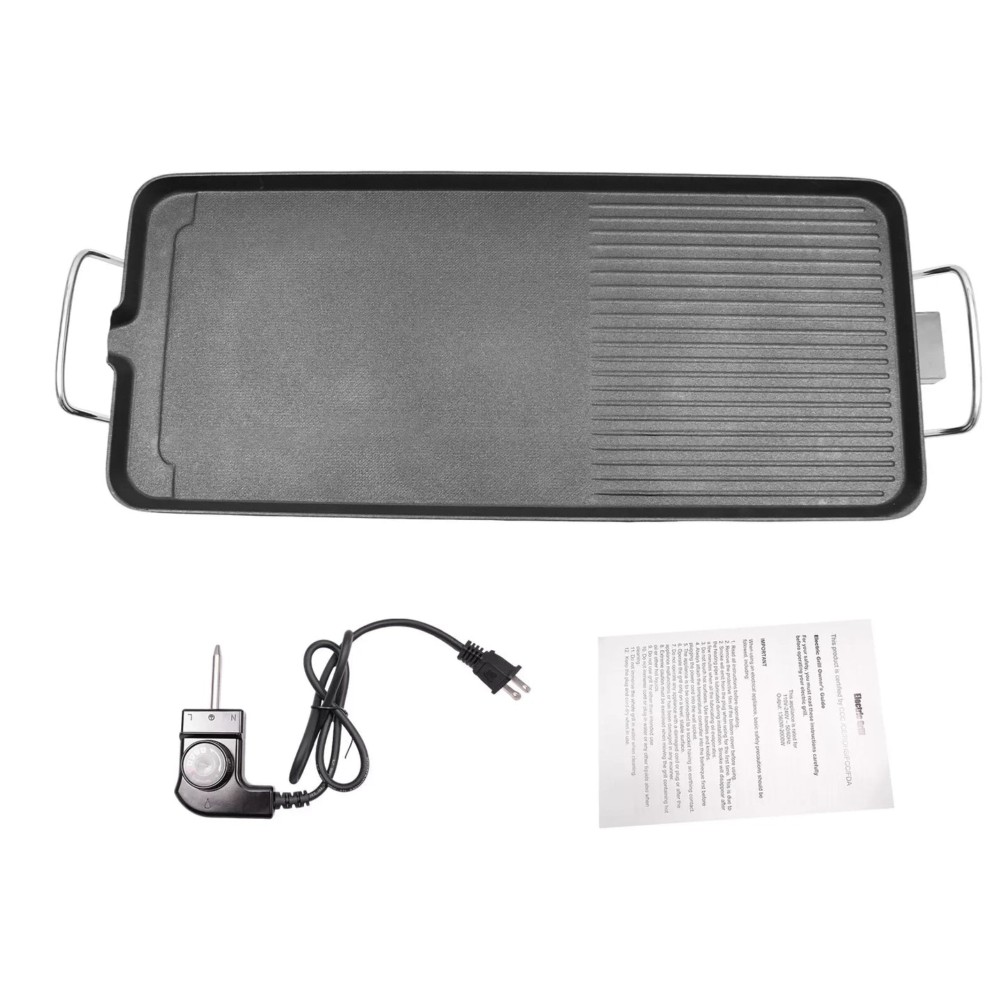 Smokeless Outdoor Electric BBQ Grill Portable Tabletop Barbecue Grill 1500W Aluminum Alloy