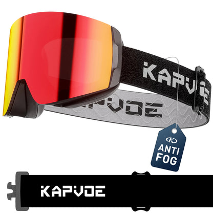 KAPVOE Photochromic Ski Goggles Snowboard OTG Snow Glasses Magnetic Lens Men Women UV400 Double Layers Lens Anti Fog Skating