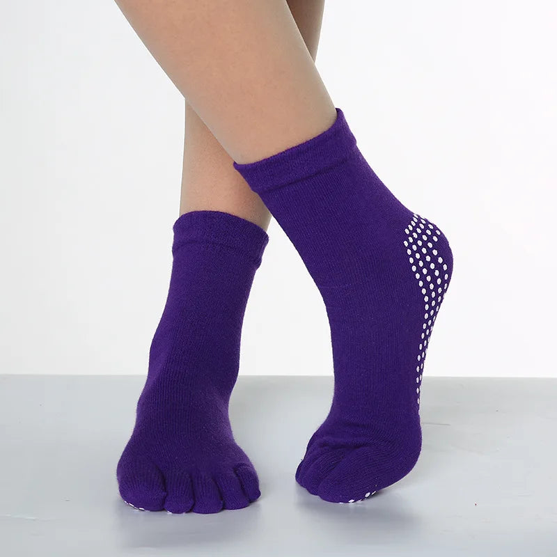 1 Pair Candy-colored Yoga Socks Rainbow Five-toe Split Non-slip Dance Socks Socks for Yoga Dancers