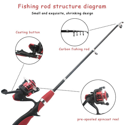 Child Telescopic Fishing Rods With Spinning Reel