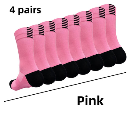 4 pairs Cycling Socks Running Quick Dry Medium Cylinder Men and Women Sports Fitness in the Tube