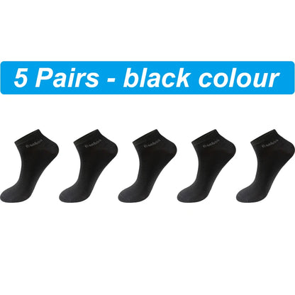 New 5Pairs High Qualty Men Bamboo Fiber Socks Short Summer Breatheable Anti-Bacterial Man Ankle Socks Busines Plus size EU38-46