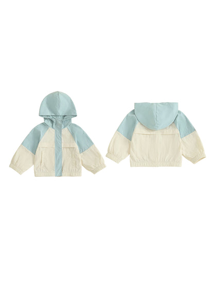 Infant Hooded Jacket with Front Pockets and Zipper Closure Long Sleeve Coat in Vibrant Colors for Year-Round Wear