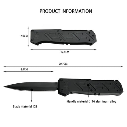 HK14850 Compact Camping Knife - D2 Steel Blade with Nylon Carry Bag, T6 Aluminum Handle Ideal Travel & Everyday Carry (EDC) Tool