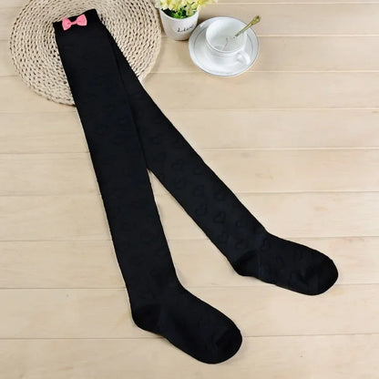 Pink Bow Patchwork School Female Knee Socks Embroidery Women's Stockings Kawaii Campus  Long Socks Cute Girl Thigh High Stocking