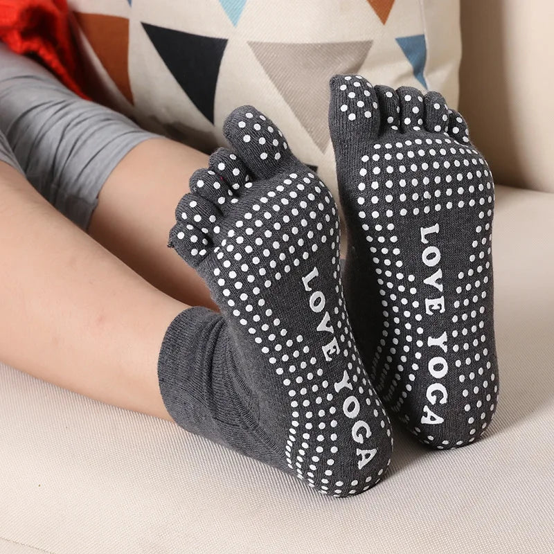 1 Pair Candy-colored Yoga Socks Rainbow Five-toe Split Non-slip Dance Socks Socks for Yoga Dancers