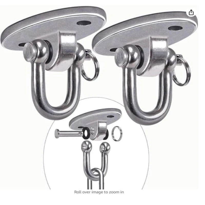 2Pack Hammock Hanging Kit Suspension Hooks Heavy Duty Swing Hangers 360° Rotate Swing Ceiling Hook for Porch Swing