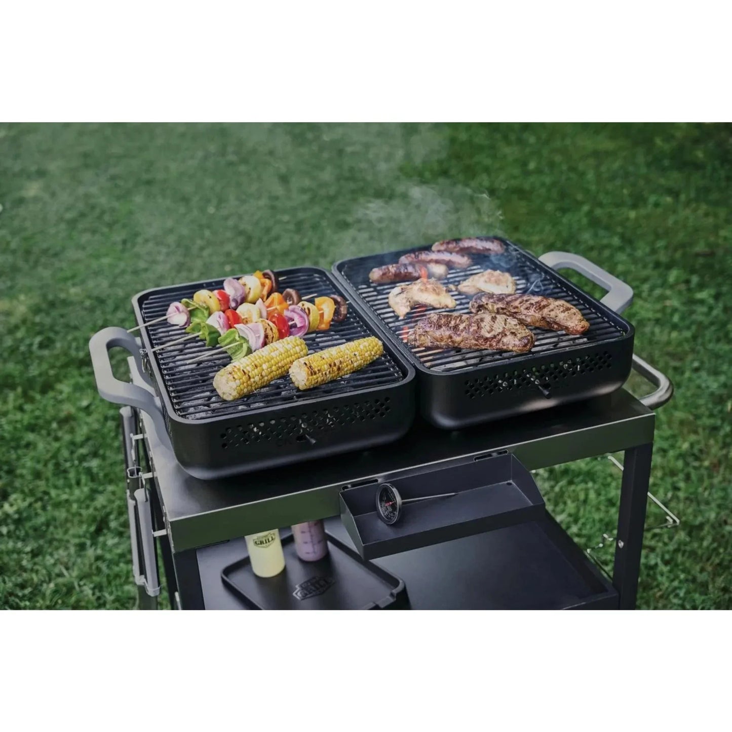 Portable Charcoal Grill and Smoker, Compact Outdoor BBQ Grill for Camping Tailgating Picnic, Tabletop Design