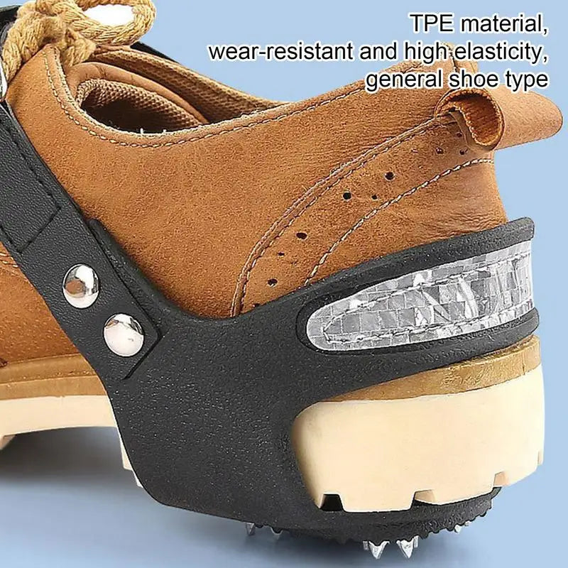 Snow Shoe Spikes Anti-Slip Stainless Steel Gripper Spike Snow Shoe Ice Cleats Snow Grips Reflective Climbing Crampons