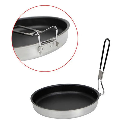 Non Stick Frying Pans Portable Alloy Non Stick Skillet With Foldable Handle 24cm Camping Coated Pan Camp Cookware For Hiking