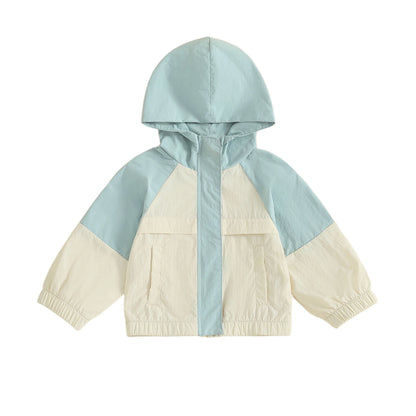 Infant Hooded Jacket with Front Pockets and Zipper Closure Long Sleeve Coat in Vibrant Colors for Year-Round Wear
