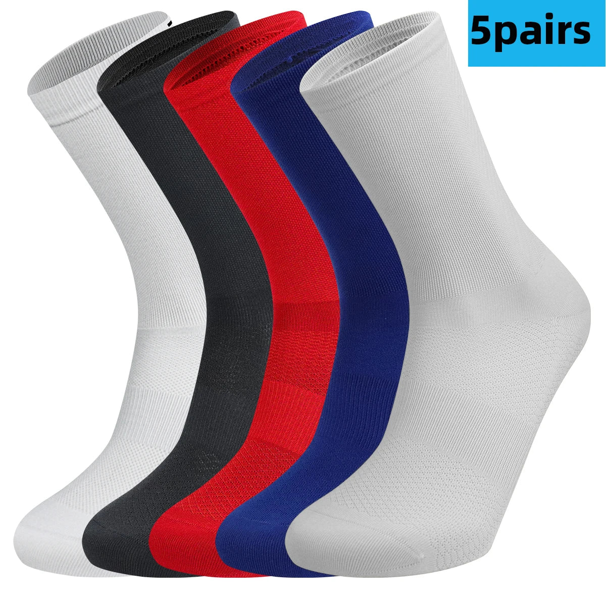 5 Pairs Cycling Socks Men Women Breathable Crew Bike Running Socks Fashion Compression Climbing Travelling Walking Hiking Socks