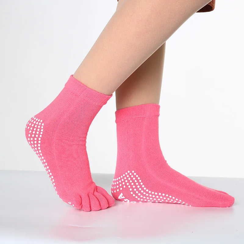 1 Pair Candy-colored Yoga Socks Rainbow Five-toe Split Non-slip Dance Socks Socks for Yoga Dancers