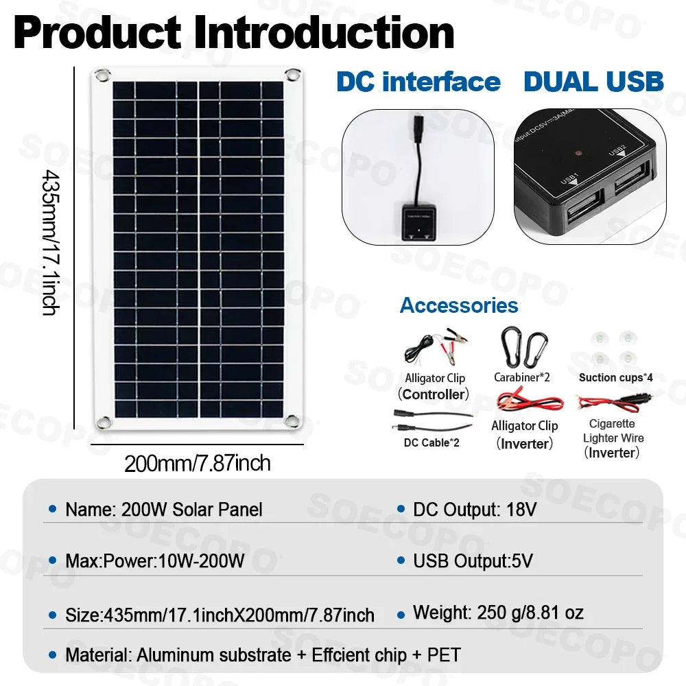 10000W Solar System Complete Kit 12V To 110V 100A Controller 200W Panel Off-Grid Inverter System Home/Camping
