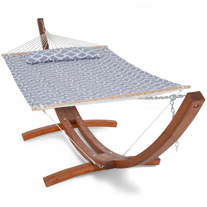 Hammocks Double Hammock with Wooden Stand Included, Outdoor Hammocks for Outside, 475 lbs Capacity, Dark Gray, Customized
