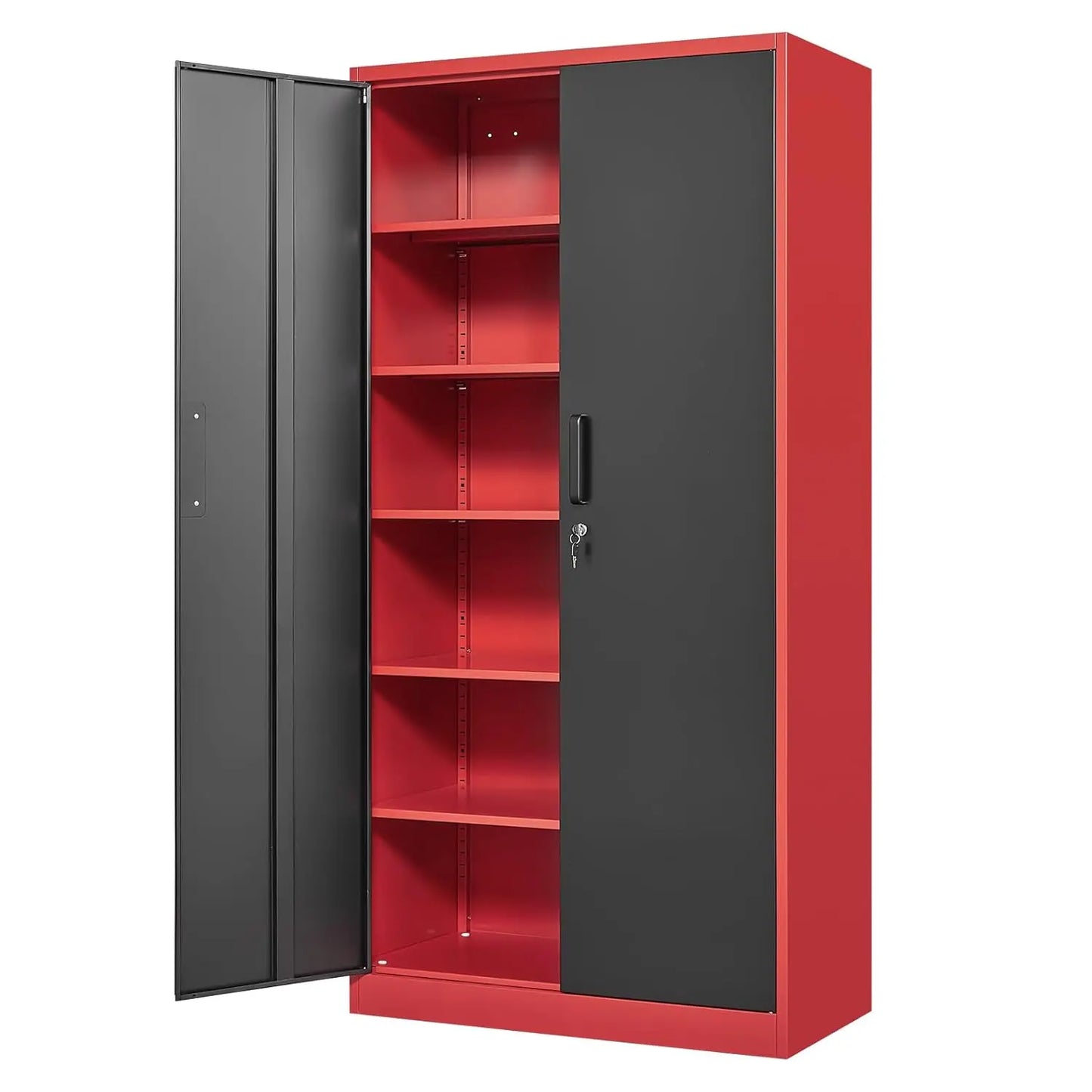 Metal Garage Storage Cabinet with 2 Doors and 5 Adjustable Shelves - 71" Steel Lockable File Cabinet, Customized