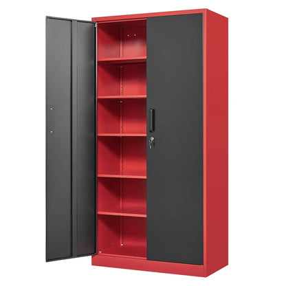 Metal Garage Storage Cabinet with 2 Doors and 5 Adjustable Shelves - 71" Steel Lockable File Cabinet, Customized