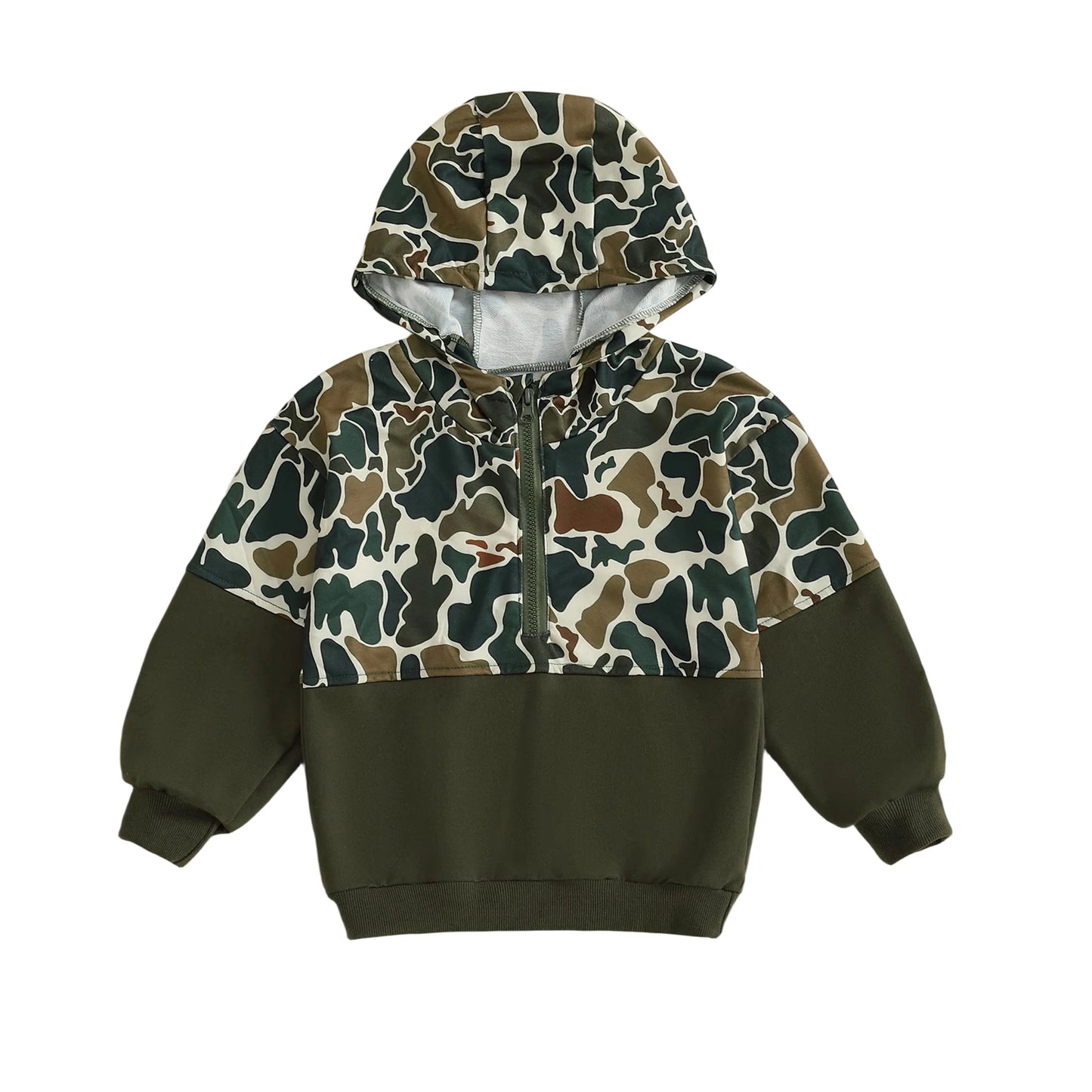 Children s Camouflage Print Half Zip-up Long Sleeve Hooded Sweatshirt Casual Toddler Pullover Jacket Coat Warm Outwear Tops for