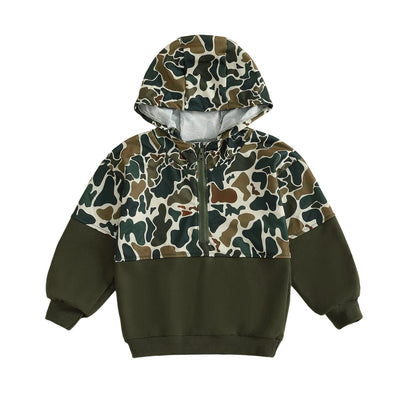 Children s Camouflage Print Half Zip-up Long Sleeve Hooded Sweatshirt Casual Toddler Pullover Jacket Coat Warm Outwear Tops for