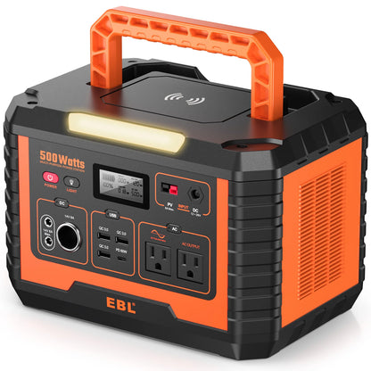 EBL Portable Power Station 500 110V/500W Solar Generator 519.4Wh Backup Lithium Battery for Outdoor Camping Home Emergency