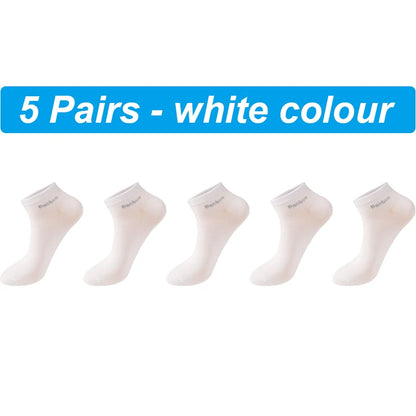 New 5Pairs High Qualty Men Bamboo Fiber Socks Short Summer Breatheable Anti-Bacterial Man Ankle Socks Busines Plus size EU38-46