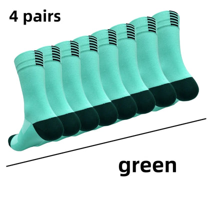 4 pairs Cycling Socks Running Quick Dry Medium Cylinder Men and Women Sports Fitness in the Tube