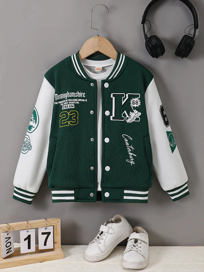 Kids Baseball Jacket Preppy Style Autumn Winter Fashion Outerwear Versatile Children Coat Boys Trendy Top