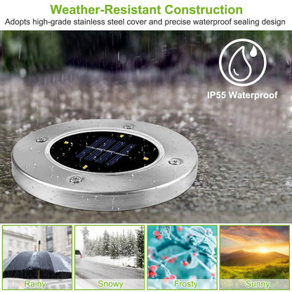4pcs Solar Ground Light Waterproof Buried Light In Ground Path Deck Lawn Patio Light 4LED