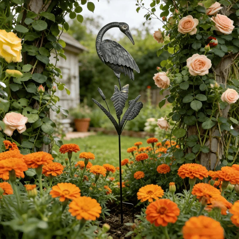 Metal Crane Garden Stakes, 2 Pack Heron Bird
