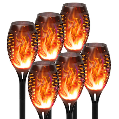 4/6/8/12Pcs Solar Flame Torch Light LED Flickering Outdoor Decoration Powered For Lawn Path Yard Patio Floor Night Lamp