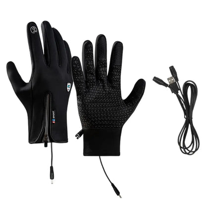 Rechargeable Heated Gloves Rechargeable Hand Warming Gloves Non-Slip Winter Gloves With Zipper Design Ice Fishing Gear For Men