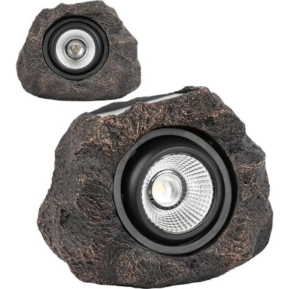 Rock Lights Outdoor 2 Pack Waterproof LED Landscape Garden Spotlights, Realistic Stone Design, Wireless Solar Powered Pathway Li