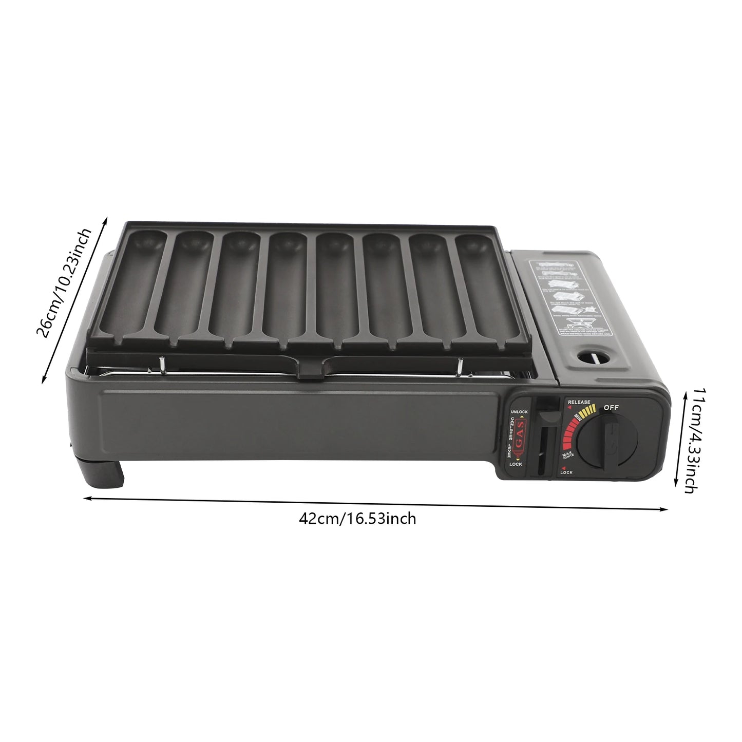 Portable Butane Gas Stove 2.2KW Outdoor Camping Picnic Cooking Grill Lightweight with Carry Case & Sausage Tray for Hiking BBQ