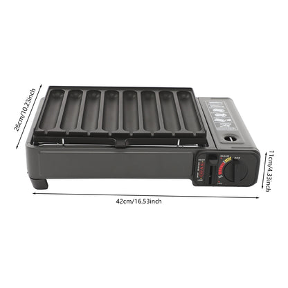 Portable Butane Gas Stove 2.2KW Outdoor Camping Picnic Cooking Grill Lightweight with Carry Case & Sausage Tray for Hiking BBQ