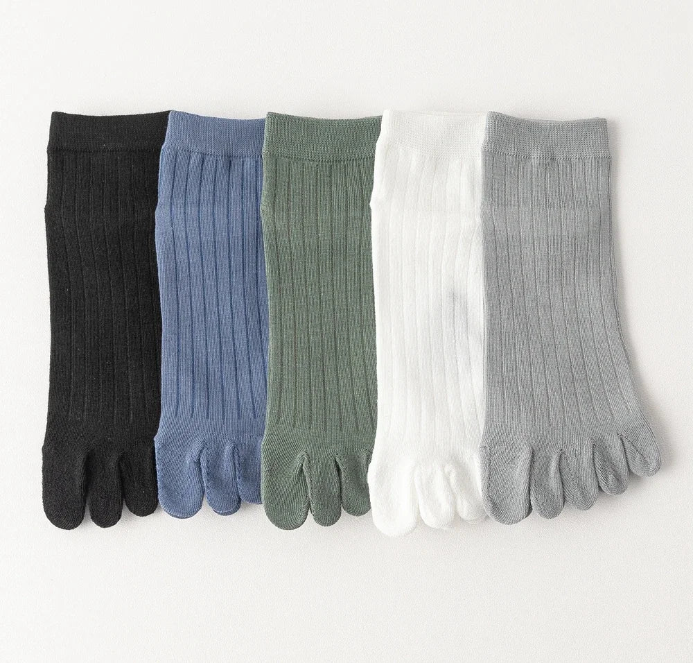 5 Pairs of Men's Summer Five-Toe Socks, Thin Cotton Toe Socks, Low-Cut Ankle Sports Socks