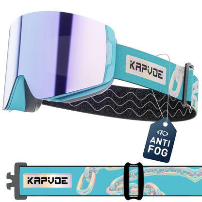 KAPVOE Photochromic Ski Goggles Snowboard OTG Snow Glasses Magnetic Lens Men Women UV400 Double Layers Lens Anti Fog Skating