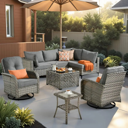 Outdoor Sectional Patio Furniture Set,8 Pieces Wicker Conversation Sets L Shaped Couch,Out Door Sofa Outside, Customized