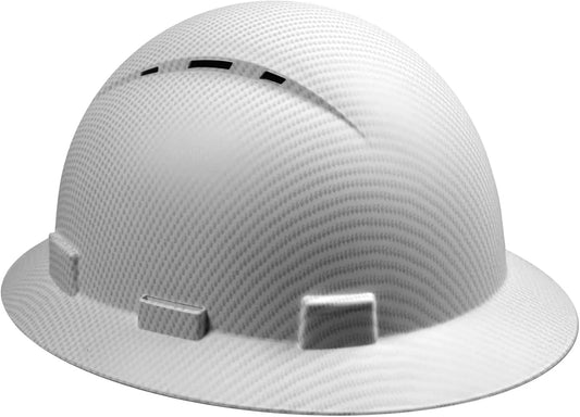 OSHA Full Brim Hard Hat, Lightweight Carbon Fiber Safety Helmet with 6-Point Ratchet Suspension for Men and Women
