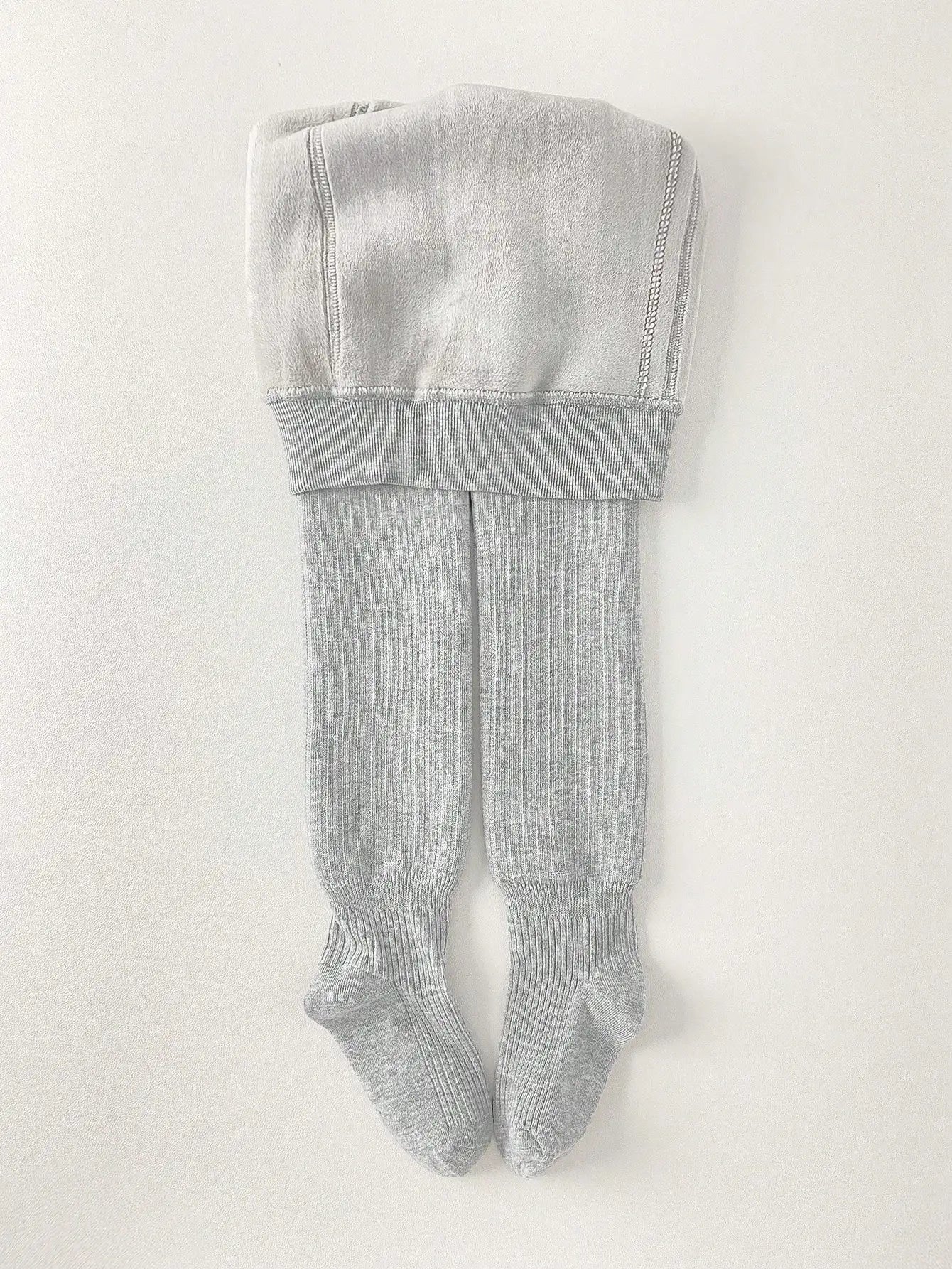 Warm Thermal Lined Stirrup Tights for Toddler Girls, Winter Ribbed Leggings with Soft Fleece Interior