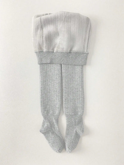 Warm Thermal Lined Stirrup Tights for Toddler Girls, Winter Ribbed Leggings with Soft Fleece Interior