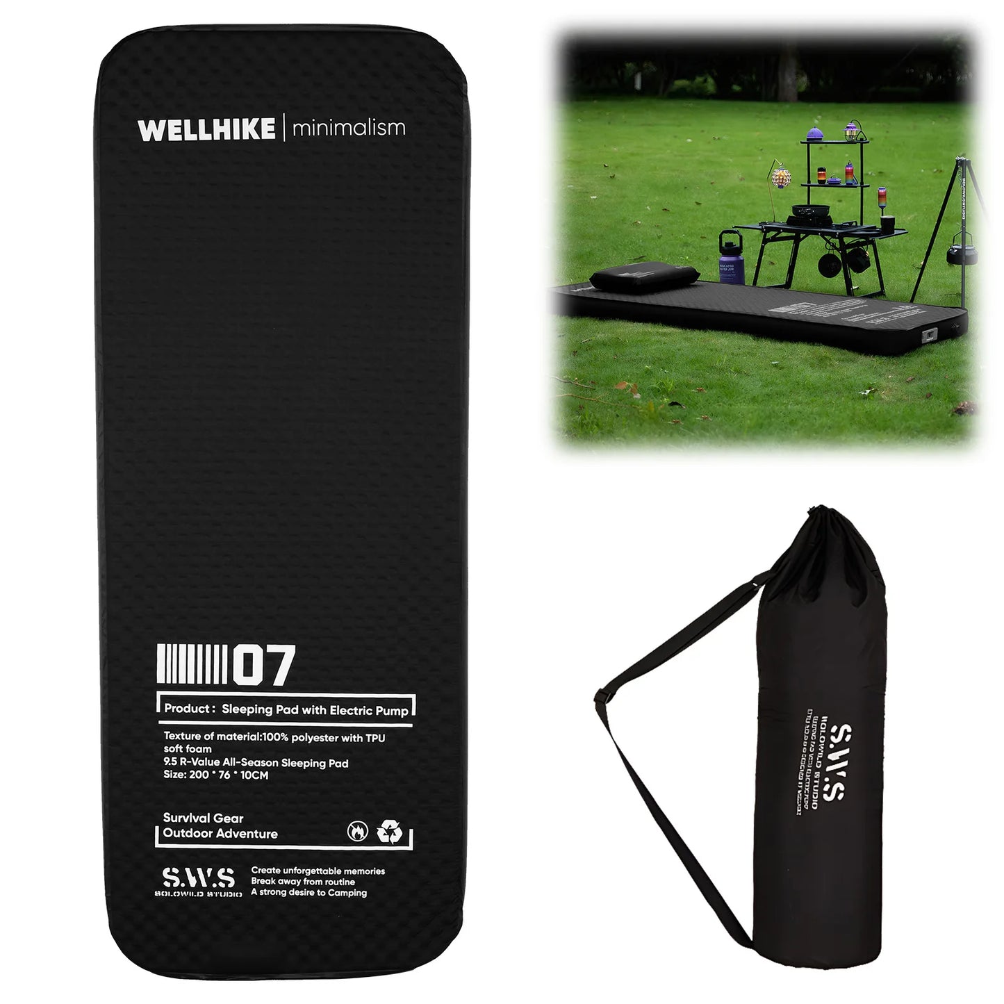 Single Inflatable Camping Mat with Pump Portable Camping Inflatable Pad Compact Camping Air Mattress for Backpacking Car Tent
