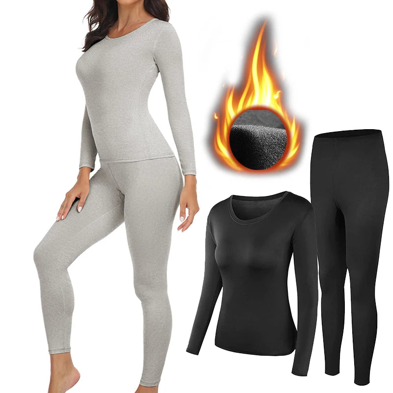 Women Thermal Underwear Set 2 pack Long Johns Ultra Soft Fleece Lined Base Layer Keep Warm Cold Weather Top Bottom﻿