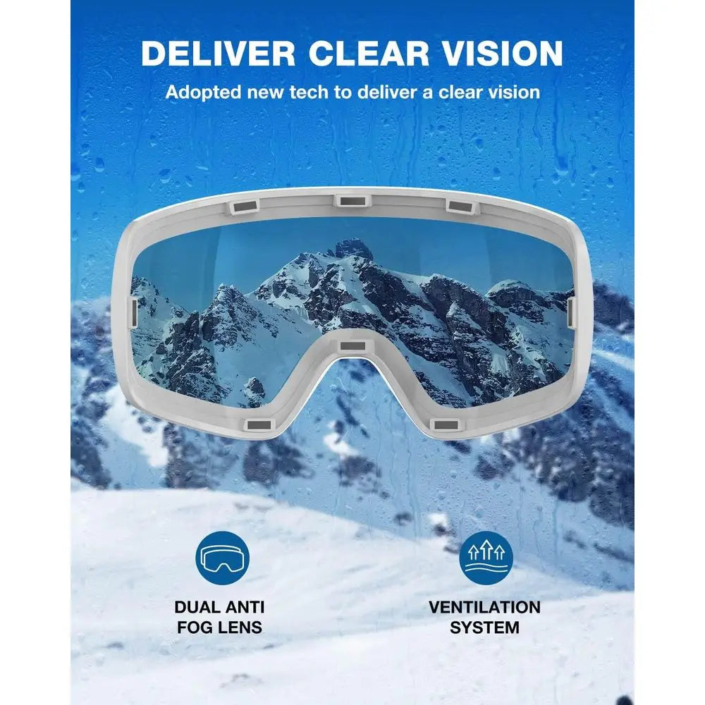 Ski Goggles with 100% OTG Compatibility, Detachable Lens, Suitable for Men and Women
