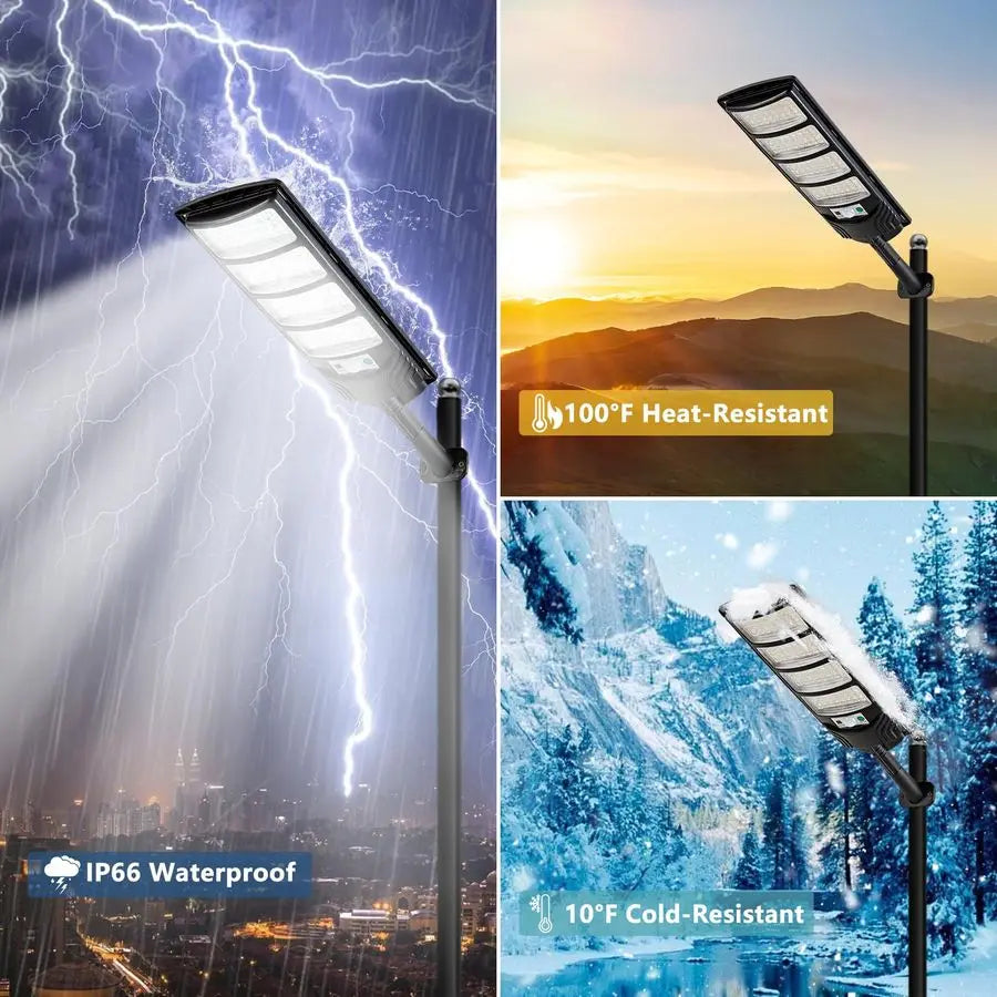 Solar Outdoor Lights,448LEDs Street Lights with 20000LM Hight Brightness, IP66 Waterproof Security Flood Light, Dusk to Dawn Sol