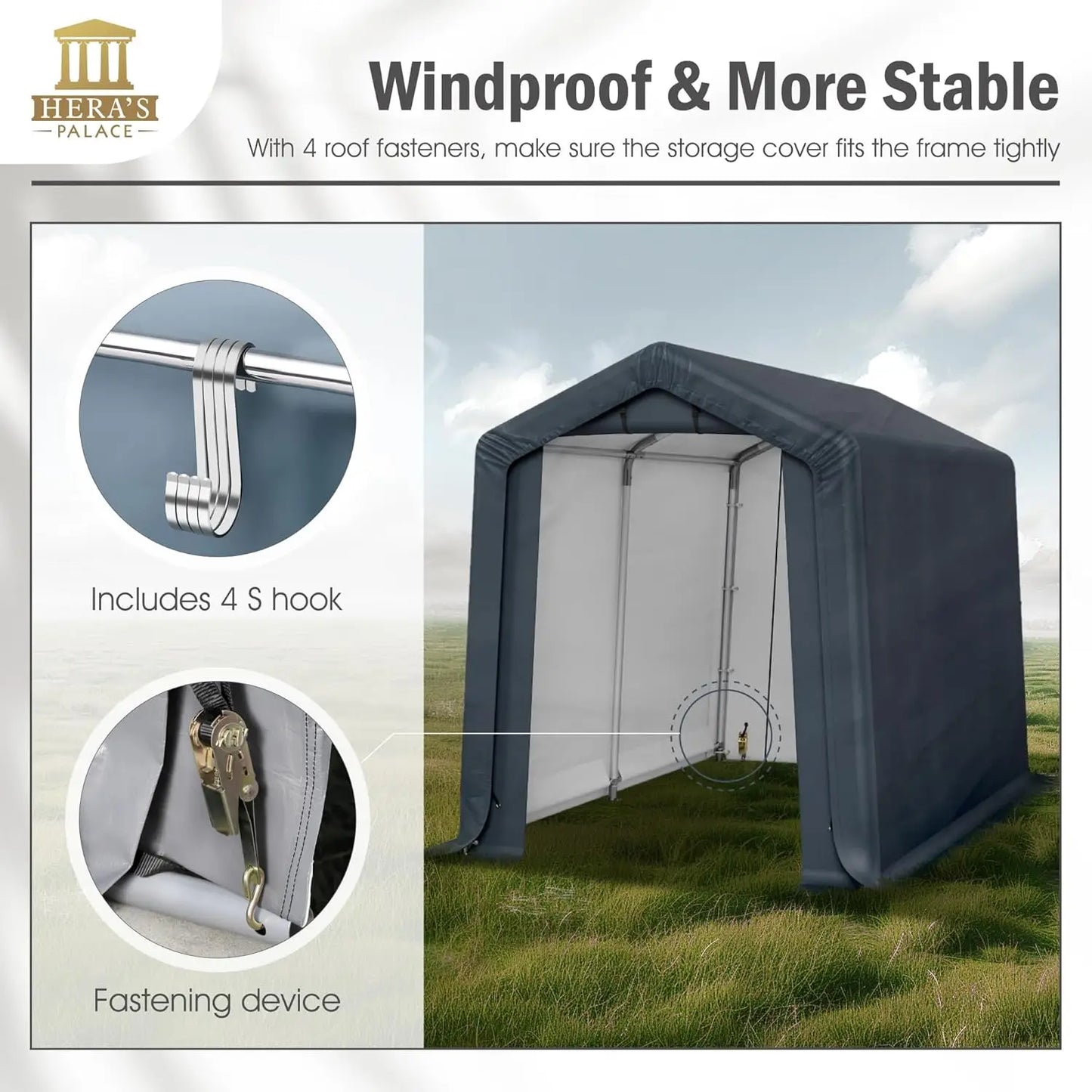 Heavy Duty 6x10ft Motorcycle Storage Shed Small Carport Outdoor Anti-Snow Portable Canopy Shelter with 2 Doors Customized