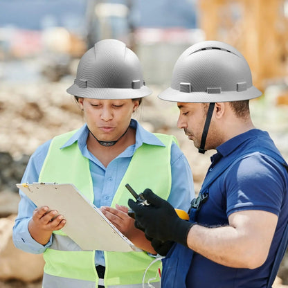 OSHA Full Brim Hard Hat, Lightweight Carbon Fiber Safety Helmet with 6-Point Ratchet Suspension for Men and Women