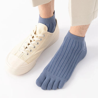5 Pairs of Men's Summer Five-Toe Socks, Thin Cotton Toe Socks, Low-Cut Ankle Sports Socks