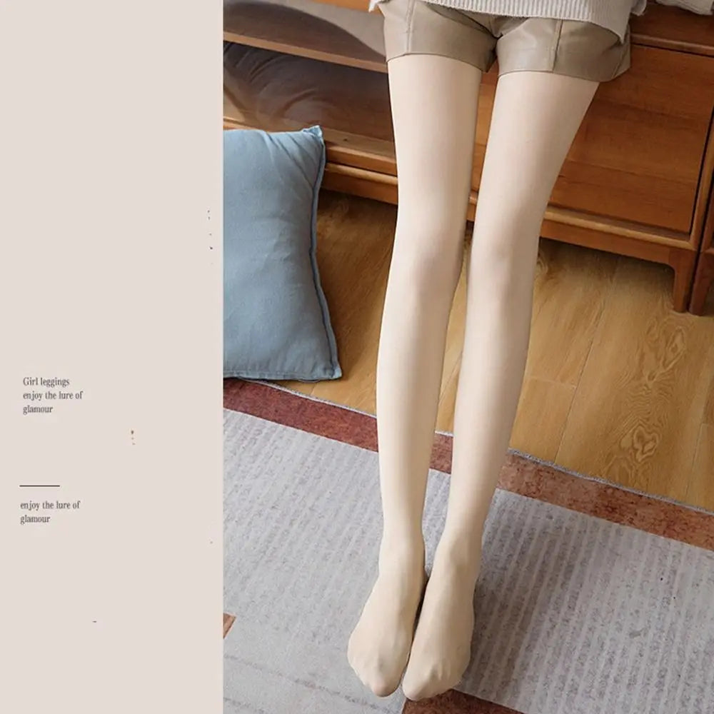 Skin Color Nudity Nude Bottoming Pants Plus Velvet Bare Leg Artifact Winter Pantyhose Thermal Pantyhose Women Stockings