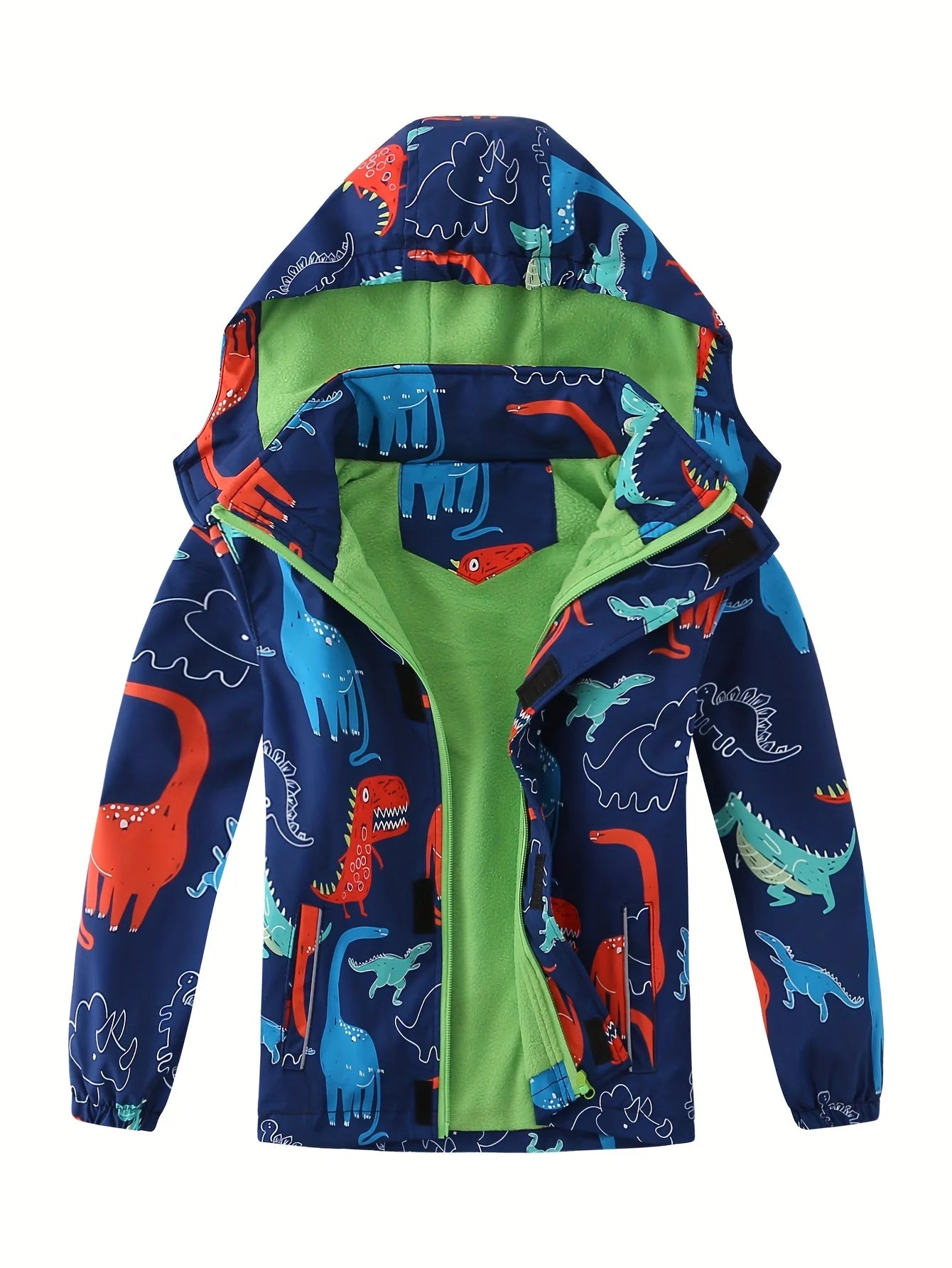 Children Dinosaur Jacket Hooded Windproof Warm Autumn Winter Cartoon Coat Fashion Windbreaker Kids Outerwear