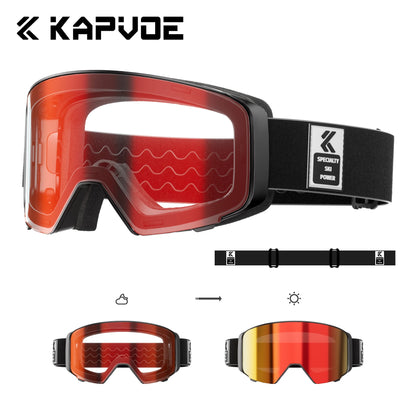KAPVOE Outdoor Photochromic Ski Goggles Breathable HD Winter Sports Snow Glasses UV400 Anti-fog Magnetic Snowboard Glasses New